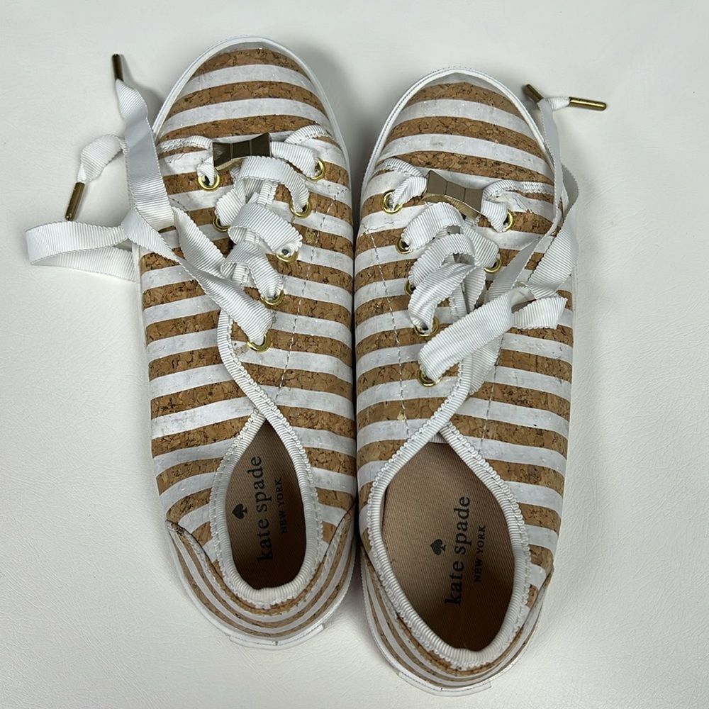 Kate Spade New York Lodero Women's White Striped Cork Sneaker/ Size 7M - Picture 10 of 12